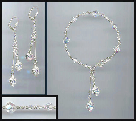 Aurora Borealis Double Heart Bracelet Set
