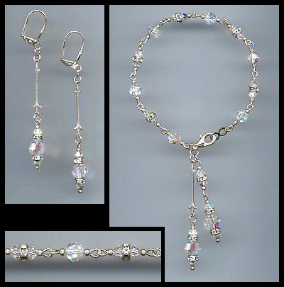 Aurora Borealis Crystal Drop Bracelet Set