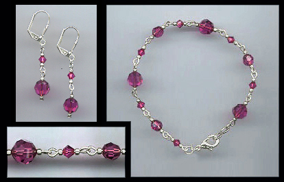 Swarovski Fuchsia Pink Bracelet Earring Set