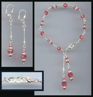 Coral Sunset Crystal Drop Bracelet Set