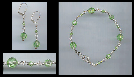 Swarovski Peridot Green Bracelet Set