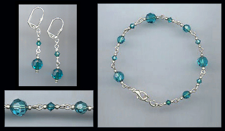 Swarovski Teal Blue Bracelet Earring Set