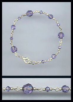 Hand-Linked Silver Tanzanite Purple Crystal Bracelet