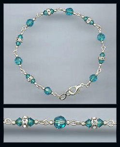 Teal Blue Crystal Bracelet Earrings Set