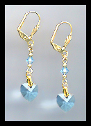 Aquamarine Crystal Heart Earrings