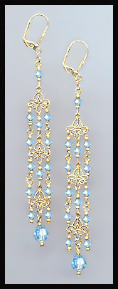 4" Aquamarine Chandelier Earrings