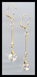 Gold Aurora Borealis Swarovski Crystal Heart Earrings
