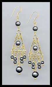 Deco Style Black Crystal Pearl Earrings
