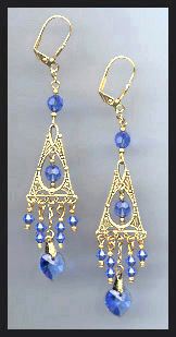 Royal Blue Swarovski Heart Earrings