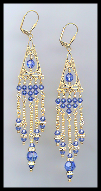 Sapphire Blue Crystal Chandelier Earrings
