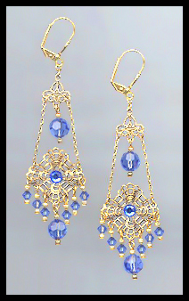 Swarovski Sapphire Blue Chandelier Earrings