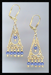 Sapphire Blue Deco Style Earrings