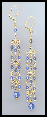 4" Sapphire Blue Chandelier Earrings