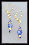 Gold Sapphire Blue Swarovski Rondelle Earrings