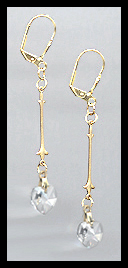 Gold Clear Swarovski Crystal Heart Earrings