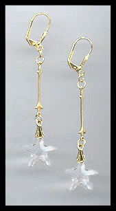 Long Clear Crystal Starfish Earrings