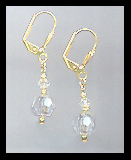 Tiny Gold Clear Crystal Earrings