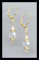 Gold Clear Swarovski Rondelle Earrings