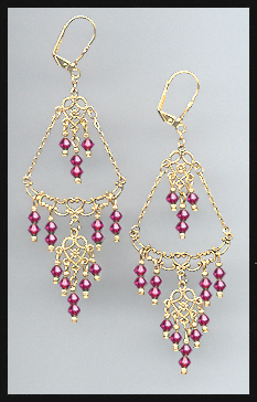 Fuchsia Pink Chandelier Earrings