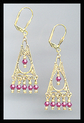 Fuchsia Pink Filigree Earrings