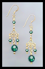 Emerald Green Filigree Earrings