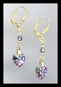 Aurora Purple Heart Drop Earrings