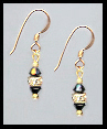 Mini Gold Black Aurora Borealis Crystal Rondelle Earrings