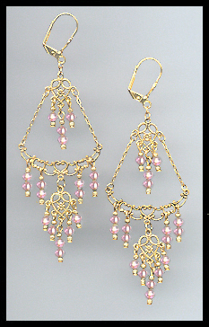 Light Pink Chandelier Earrings