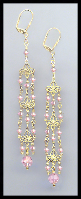 4" Light Pink Chandelier Earrings