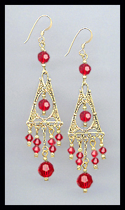 Deco Style Cherry Red Earrings