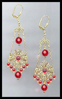 Swarovski Cherry Red Chandelier Earrings