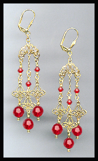 Cherry Red Chandelier Earrings