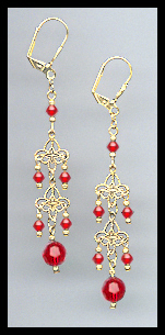 Cherry Red Crystal Earrings