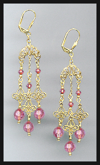 Rose Pink Chandelier Earrings