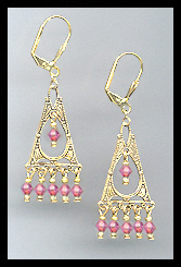 Rose Pink Filigree Earrings