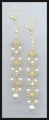 4" Crystal Pearl Chandelier Earrings