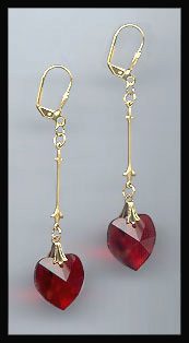 Basic Swarovski Siam Red Heart Crystal Chandelier Earrings
