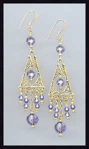 Deco Style Tanzanite Purple Earrings