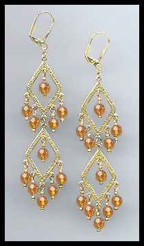 Swarovski Amber Topaz Crystal Earrings