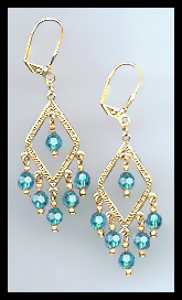 Teal Blue Crystal Earrings