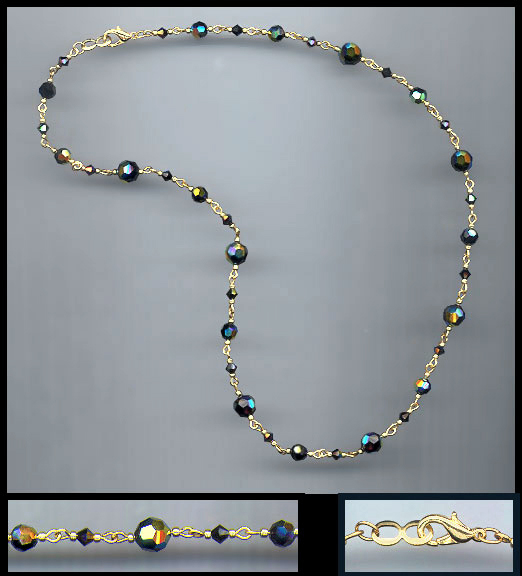 Simple Black Aurora Crystal Necklace