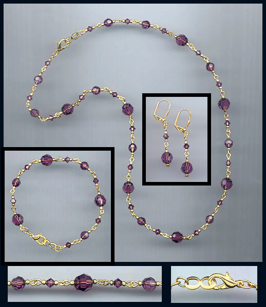 Swarovski Amethyst Purple Crystal Necklace Set