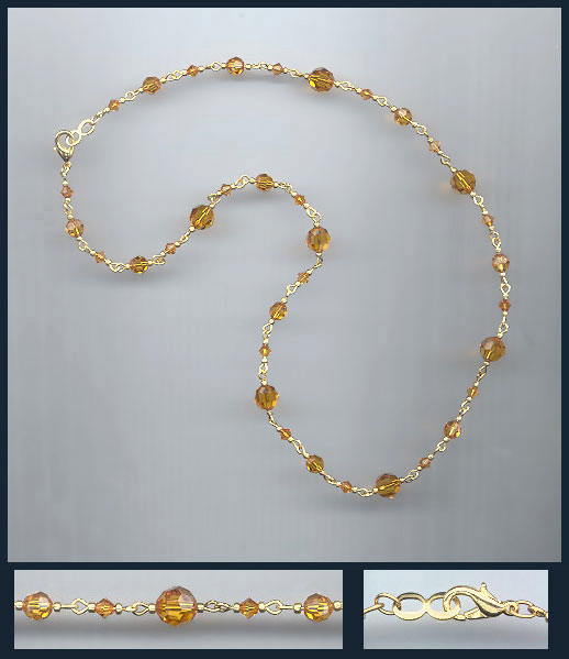 Simple Amber Topaz  Crystal Necklace