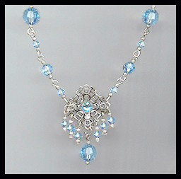 Aquamarine Crystal and Filigree Necklace