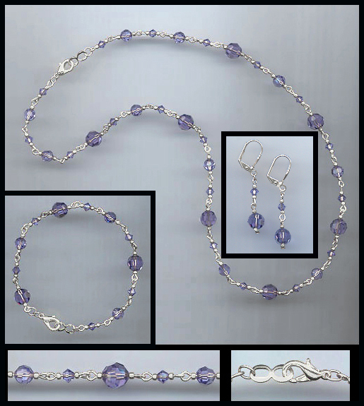 Swarovski Tanzanite Purple Crystal Necklace Set