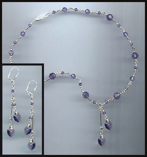 Swarovski Tanzanite Purple Heart Necklace Set