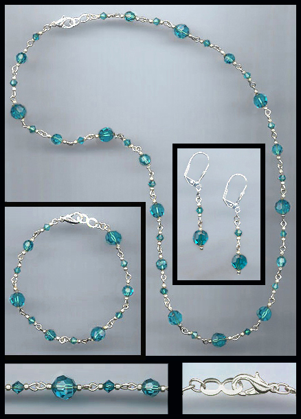 Swarovski Teal Blue Crystal Necklace Set