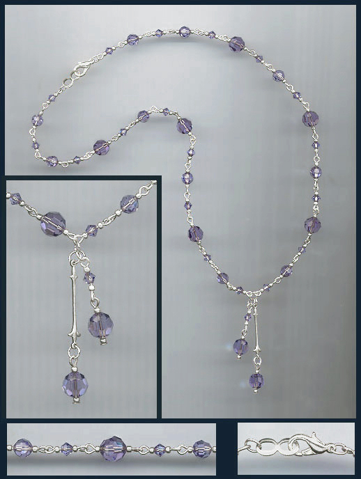 Tanzanite Purple Double Drop Crystal Necklace