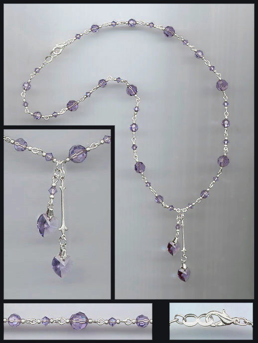 Tanzanite Purple Double Crystal Heart Necklace