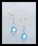 Short Swarovski Aquamarine Crystal Earrings